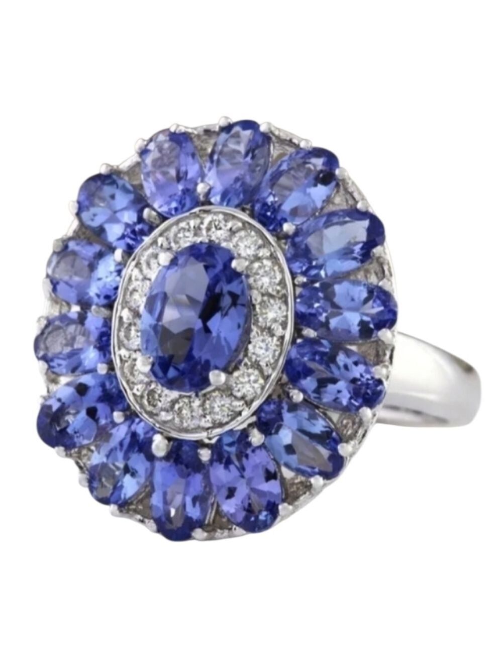 Purple Gemstone Ring Silvertone Cubic Zirconia